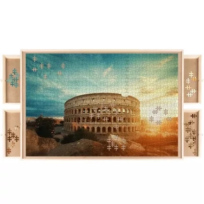 Velká deska na puzzle s třídicími zásuvkami, až 1500 dílků, velikost 89 × 69 cm
