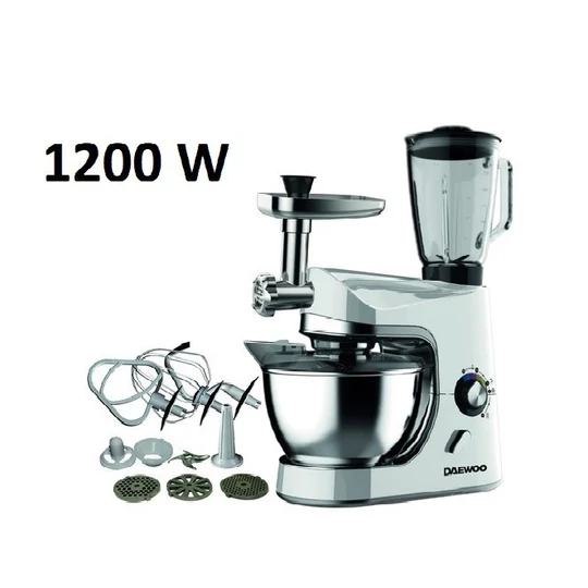 Multifunkční kuchyňský robot Daewoo s mlýnkem na maso a mixérem, 1200 W, stříbrný, DSX-5055