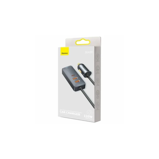 Nabíječka USB a USB-C do zapalovače automobilu Baseus se 4 zásuvkami