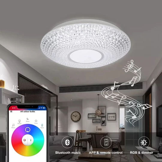 Bluetooth reproduktor RGBW stropní LED světlo s dálkovým ovládáním, 2x24W + 2x36W, 50cm