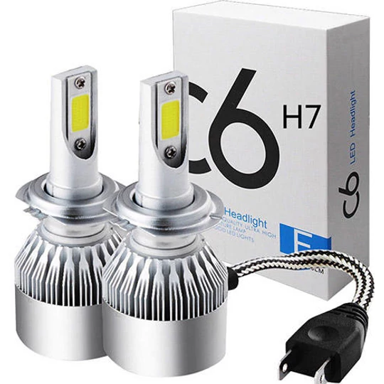 C6 pár LED autožárovky s paticí H7 - studená bílá
