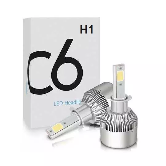 Pár žárovek C6 LED do automobilových světlometů s paticí H1 - studená bílá