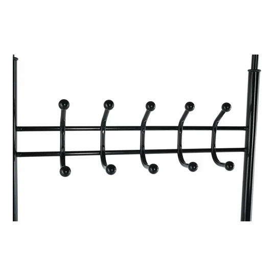 Kovový předsíňový věšák, stojan na oblečení s 3-úrovňovým úložným prostorem na boty 185x80x30 cm - černý