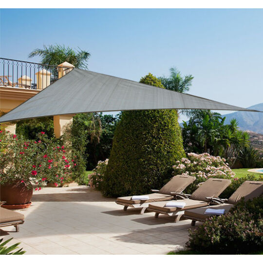 Sluneční plachta - zastínění terasy, balkonu a zahrady trojúhelníková 3x3x3 m v grafitové barvě - pevný materiál HDPE
