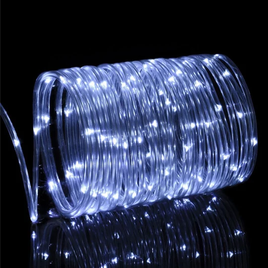 Venkovní LED světelný kabel, studená bílá, 8 programů, 10 metrů