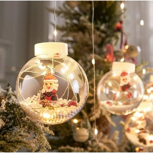 Vánoční LED světelný řetěz s ozdobami, postavičky Santa Clause, teplá bílá, 3m
