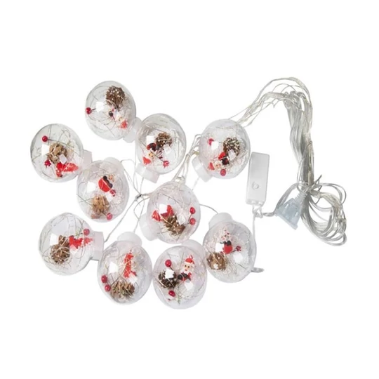 Vánoční LED světelný řetěz s ozdobami, postavičky Santa Clause, teplá bílá, 3m