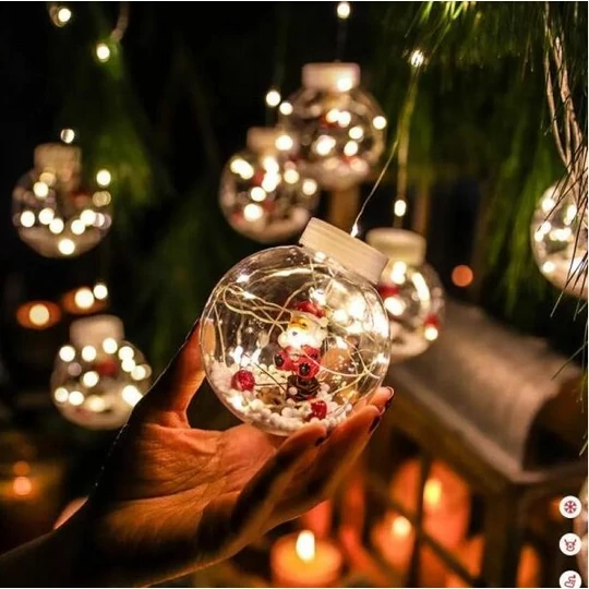 Vánoční LED světelný řetěz s ozdobami, postavičky Santa Clause, teplá bílá, 3m