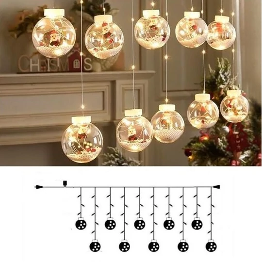 Vánoční LED světelný řetěz s ozdobami, postavičky Santa Clause, teplá bílá, 3m