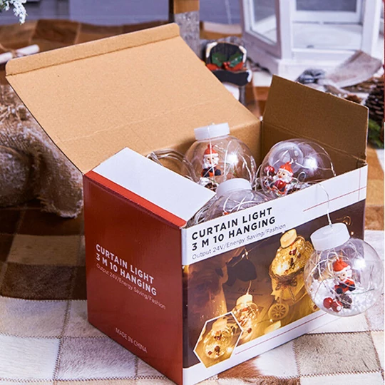 Vánoční LED světelný řetěz s ozdobami, postavičky Santa Clause, teplá bílá, 3m