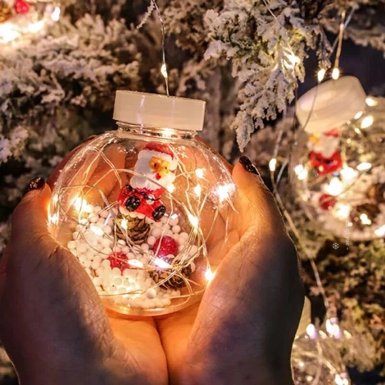 Vánoční LED světelný řetěz s ozdobami, postavičky Santa Clause, teplá bílá, 3m