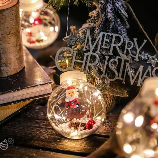 Vánoční LED světelný řetěz s ozdobami, postavičky Santa Clause, teplá bílá, 3m