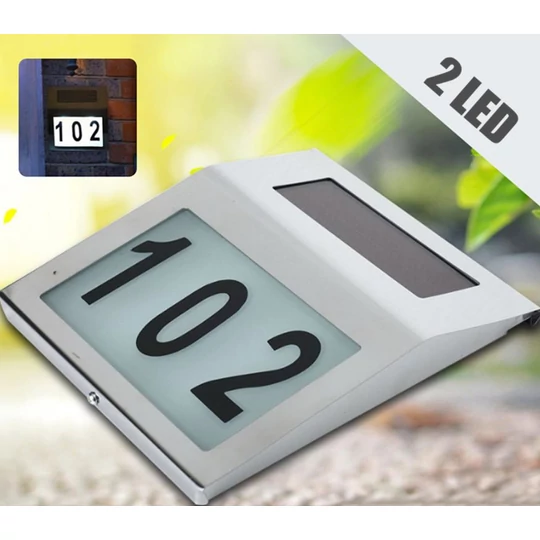 Domovní číslo se solárním LED osvětlením - nerezový inox rám