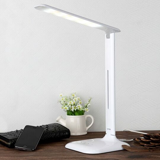 Stolní LED lampa s nastavitelným jasem se síťovým adaptérem, bílá