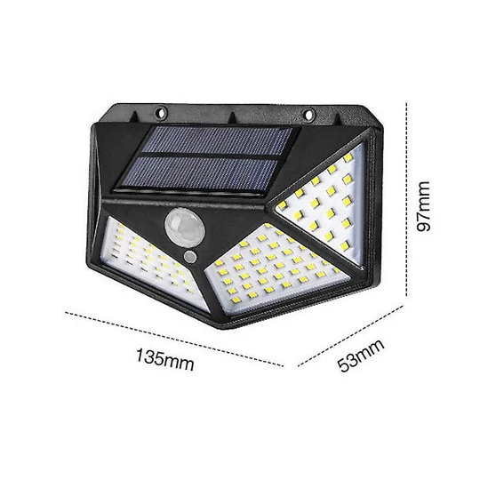 100 LED solární nástěnné světlo se senzorem pohybu, 4 LED panely