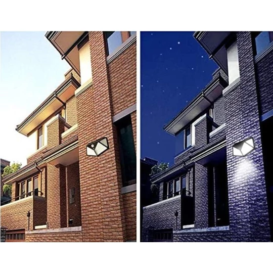 100 LED solární nástěnné světlo se senzorem pohybu, 4 LED panely