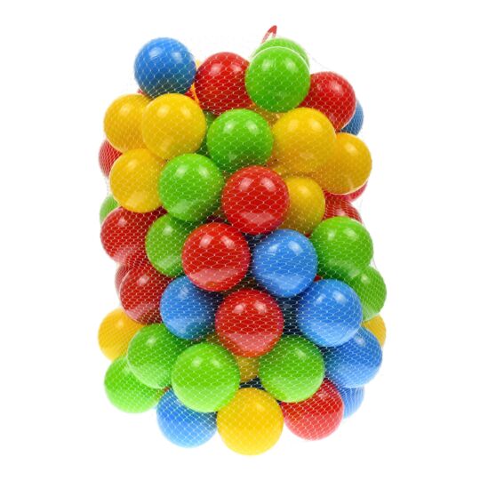 Plastové míčky v jasných barvách, pro hrací stan, ohrádku, 6,5 cm, sada 100 míčků v síťce