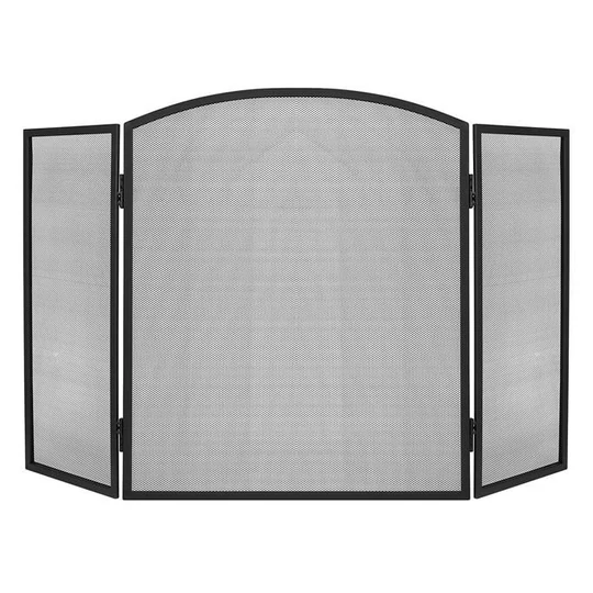 Krbová zástěna, bezpečnostní krbová zástěna, protipožární přepážka, 3 panely, černá