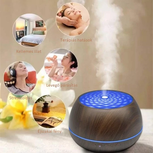 Zvlhčovač vzduchu Bluetooth, difuzér vůně, 7 barev, dálkové ovládání, barva světla
