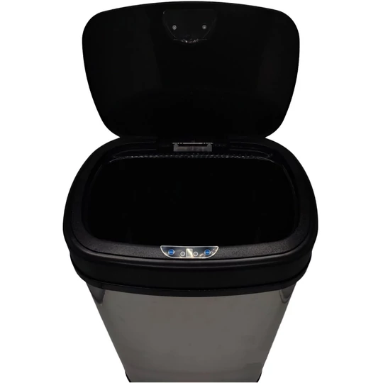 Automatická popelnice Sensory 50 l, inox, s černým víkem, SD-007-B