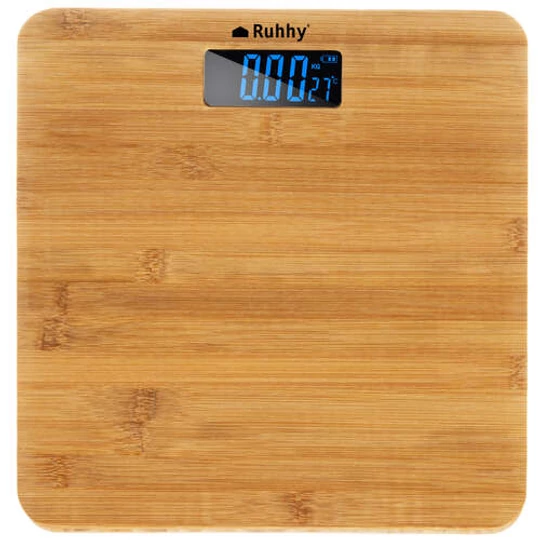 Bambusová koupelnová váha s LCD displejem a protiskluzovými nožičkami do 180 kg