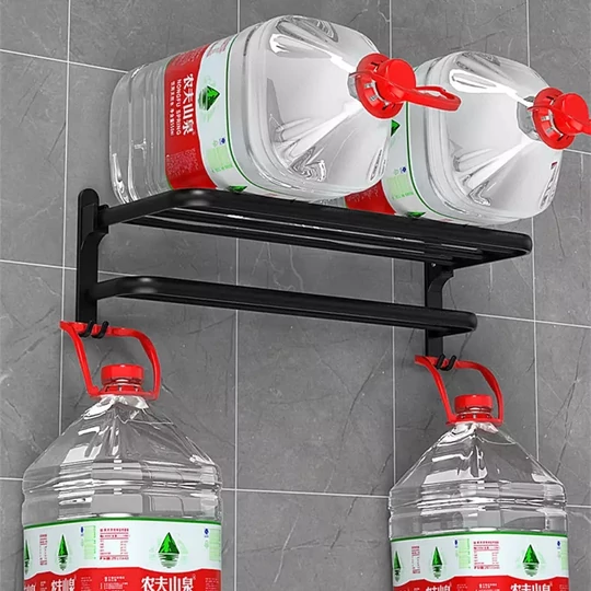 Elite® nástěnný hliníkový držák na ručníky a police, 60 cm, černý