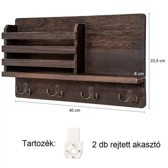 Elite Home® Nástěnný rustikální dřevěný držák na klíče a dokumenty