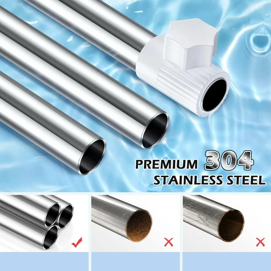 Elite Home® teleskopická sprchová polička 90-300 cm, 4 police do koupelny s držákem na ručníky a věšákem