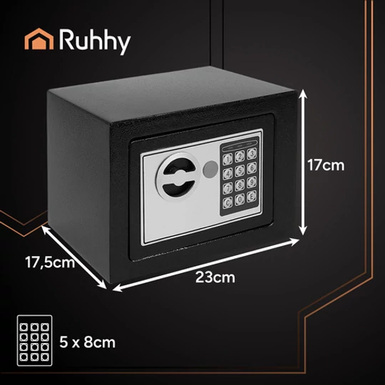 Domácí trezor s elektronickým číselným zámkem, upevňovacími šrouby a dvěma klíči