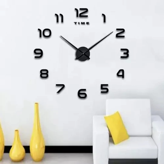 Nástěnné hodiny pro kutily, půdní styl, s černými barevnými číslicemi, samolepicí, velikost pro upevnění 60-130 cm