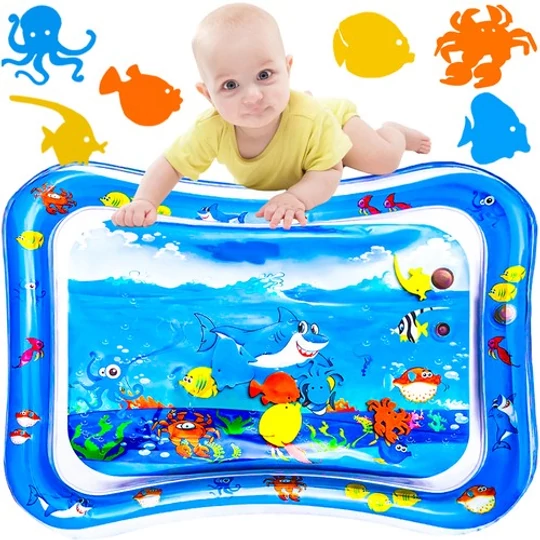 Nafukovací podložka na mokré hraní pro miminka s oceánským vzorem, 60 × 45 cm, s křížem