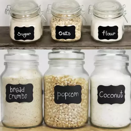 Sada samolepicích štítků s popisovači, pro skladovací boxy, lahve, sada 24 kusů