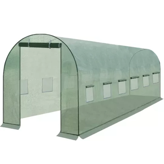 Fóliový tunel pro zahradní stan, skleník, rám 6x3x2 m, 18 m2, 12 oken, zelený
