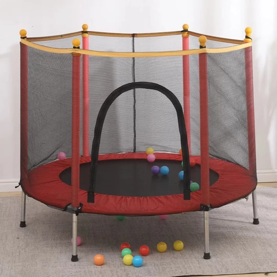 Trampolína s bezpečnostní sítí pro děti, výška 122 cm, průměr 140 cm, červená