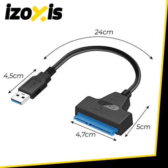 Sata-USB adaptér kabel pro pevné disky (SSD, HDD) a externí disky, 3.0 Plug & Play adaptér, rychlý přenos dat, 33,5 cm