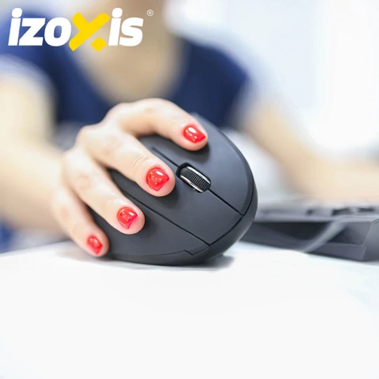 Bezdrátová stolní myš, ergonomická, šetrná k zápěstí, vertikální myš pro počítače, univerzální, USB 2,4 GHz, černá