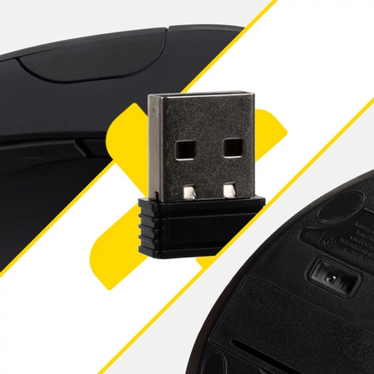 Bezdrátová stolní myš, ergonomická, šetrná k zápěstí, vertikální myš pro počítače, univerzální, USB 2,4 GHz, černá