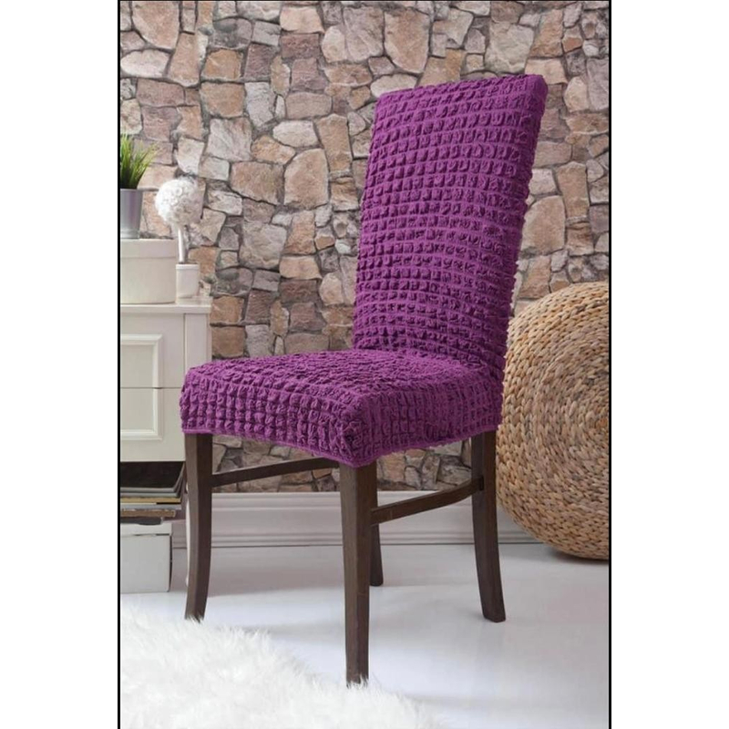 Pružný, elastický potah na jídelní židli, potah na sedadlo, chránič židle, odolný, pratelný, 3 kusy, fialový