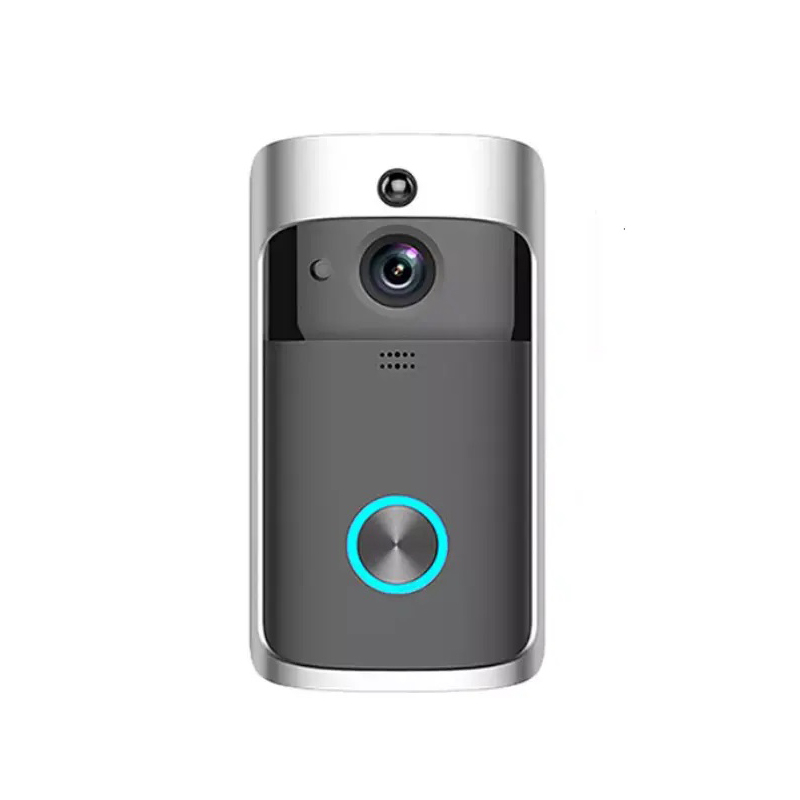 Chytrý zvonek WiFi s vestavěnou kamerou, bezdrátový, černo-stříbrný